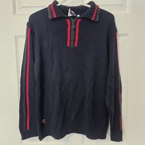 Vintage 90's Converse 1/4 Quarter Zip Sweater Men's Black Size Small Red Accents